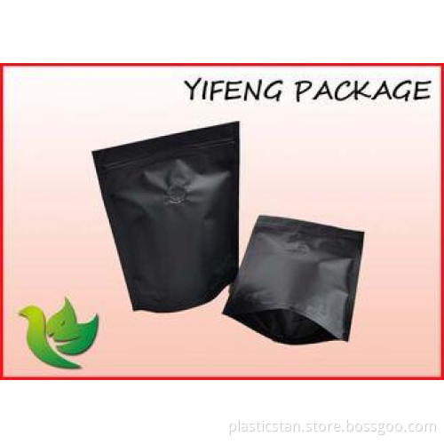 Matt Black Plastic Stand Up Pouches With Valve For Coffee P